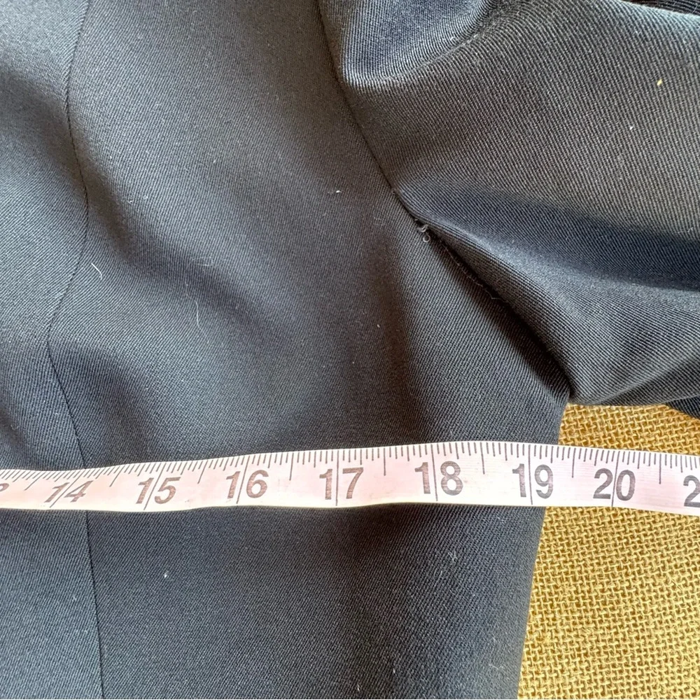 Vintage Christian Dior Black Red Cuff Blazer Size 12 USA Made Wool Blend Classic